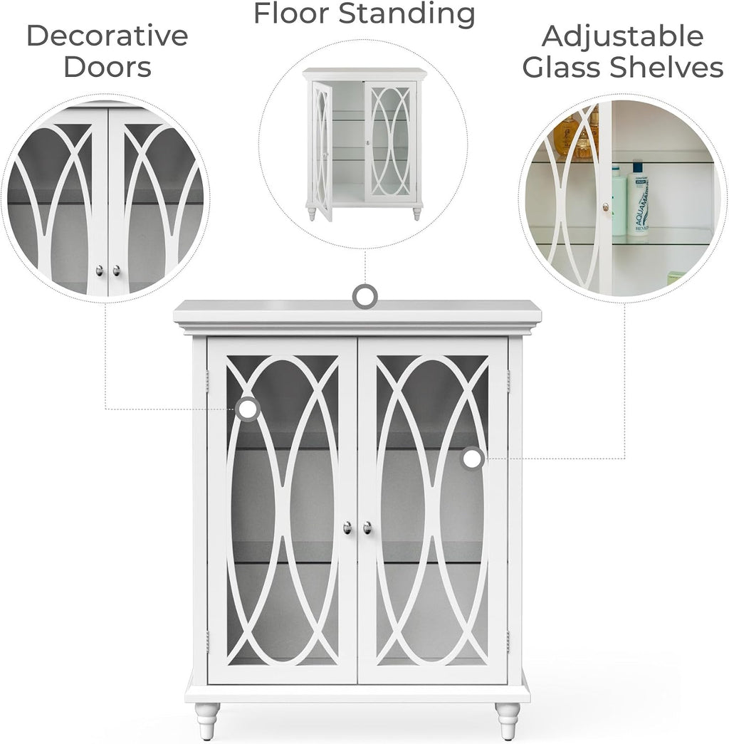 Teamson Home Florence 26 in. x 32 in. 2-Door Freestanding Wooden Floor Cabinet with Adjustable Shelves for Storage Solutions in Bathrooms, Kitchens, Laundry Rooms, Home Offices, White