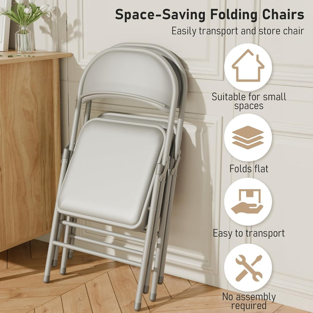 12 Pack Grey Folding Chairs with Padded Cushion adn Metal Frame,350lbs
