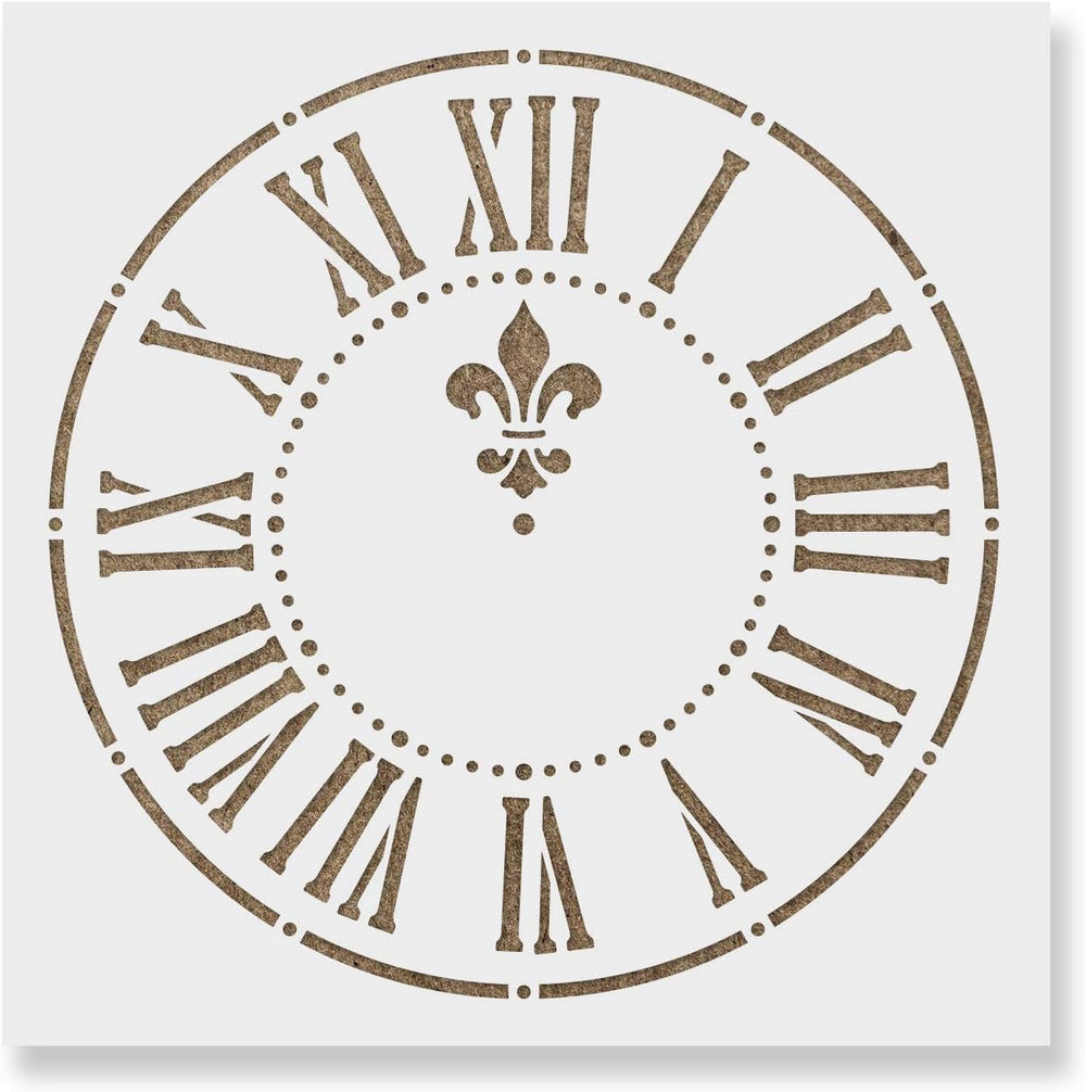Farmhouse Wall Clock Art - Rustic Stencil for Decor, Print