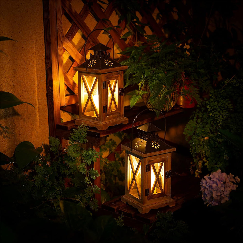 Sziqiqi Wooden Farmhouse Lanterns Decorative, 11" Rustic Lantern