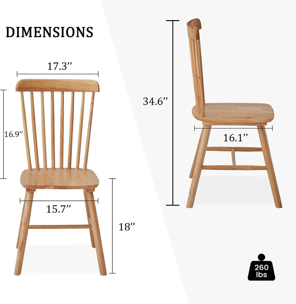 Dining Chairs Set of 4, Farmhouse Solid Wood Windsor Kitchen Chairs Set with ...