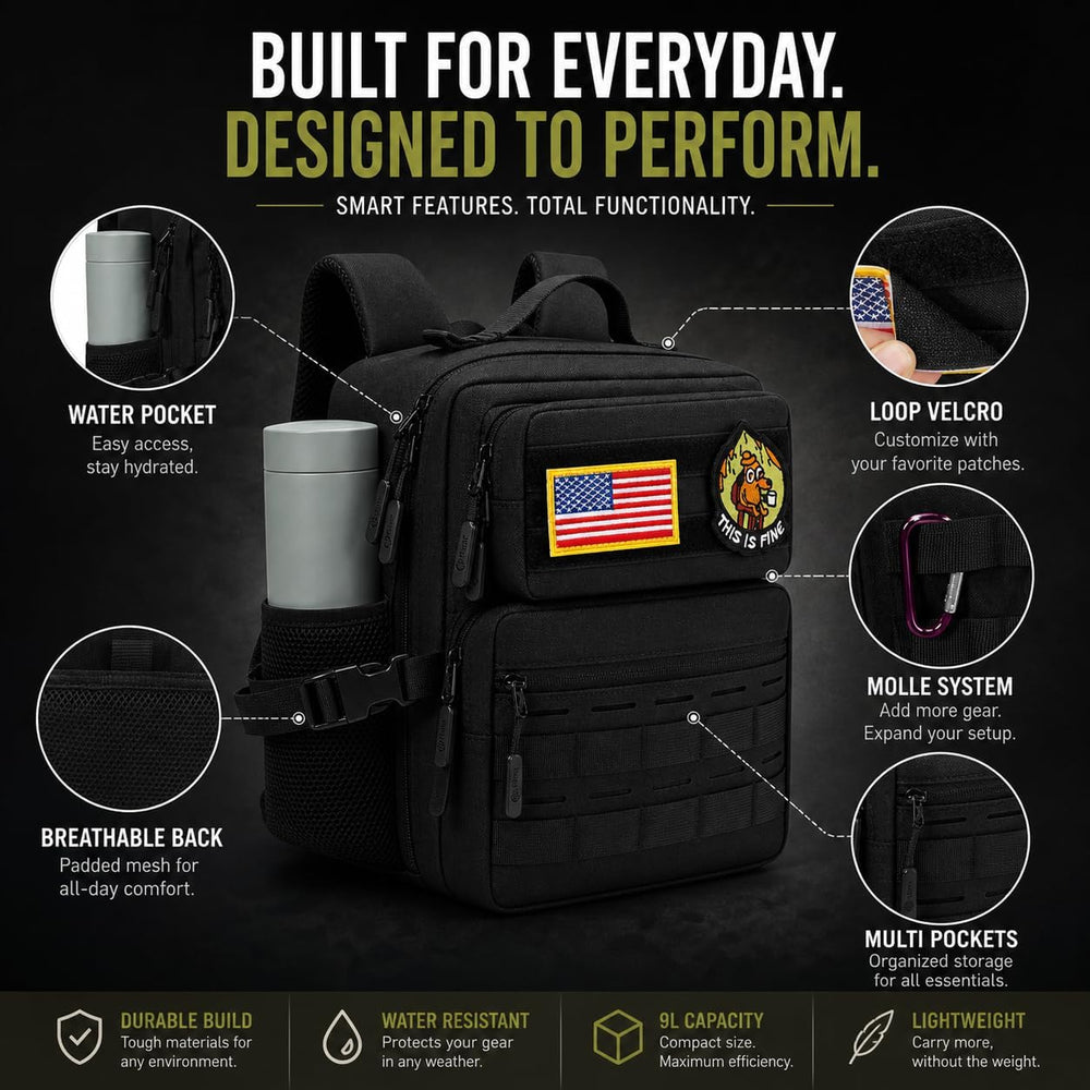9L Mini Tactical Backpack Small Military Gym Bag for Men Women Molle Daypack ...