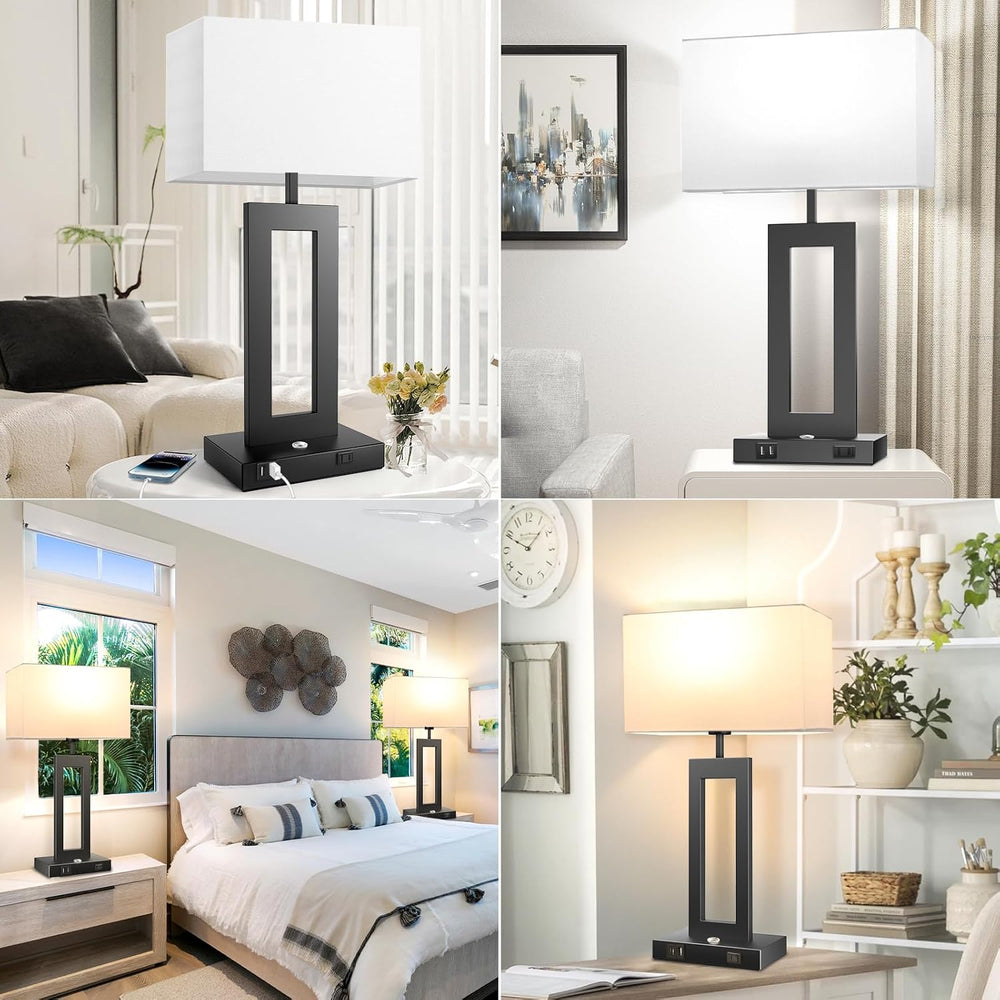 27.2’’ Tall Black Table Lamps for Living Room Bedroom, Bedside Touch Control ...