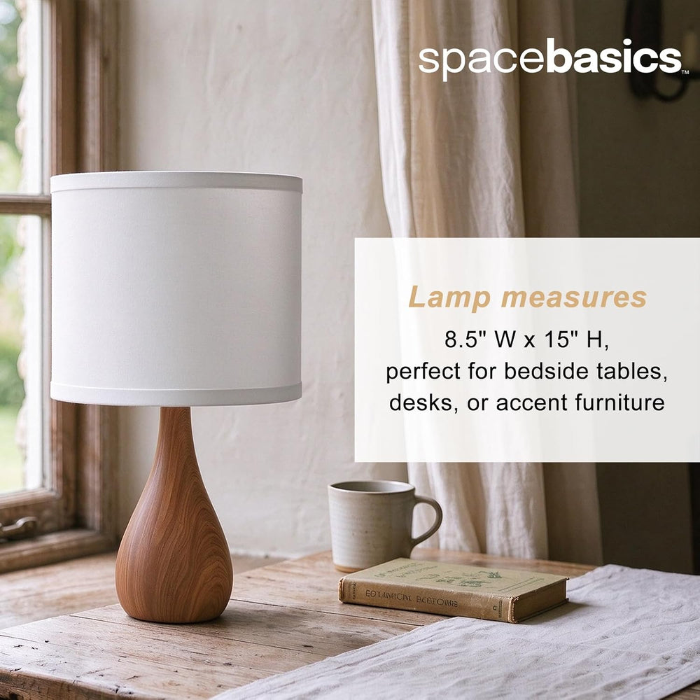 Farmhouse Style Table Lamp, Bulb Not Included, Pack of 2, Faux Wood Grain