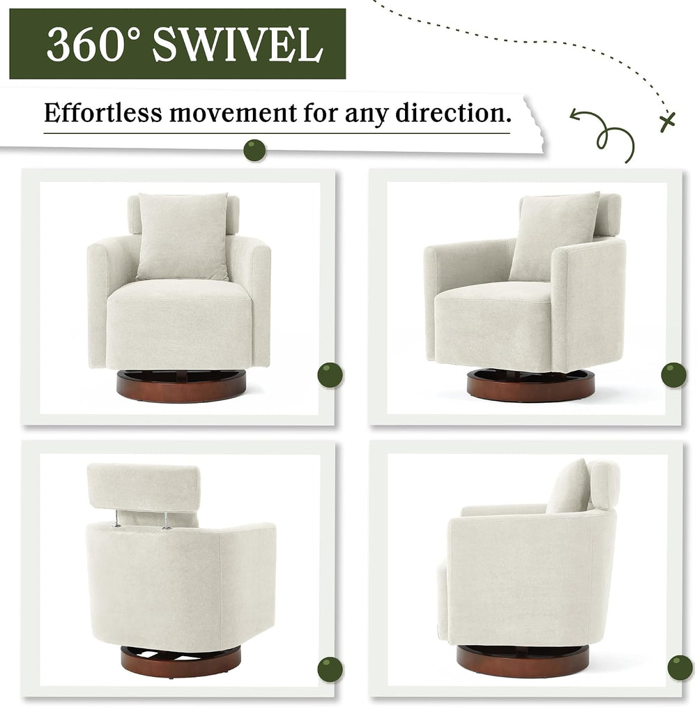 HOMREST Swivel Accent Chair,Armchair Barrel Chair with Adjustable Backrest Sw...