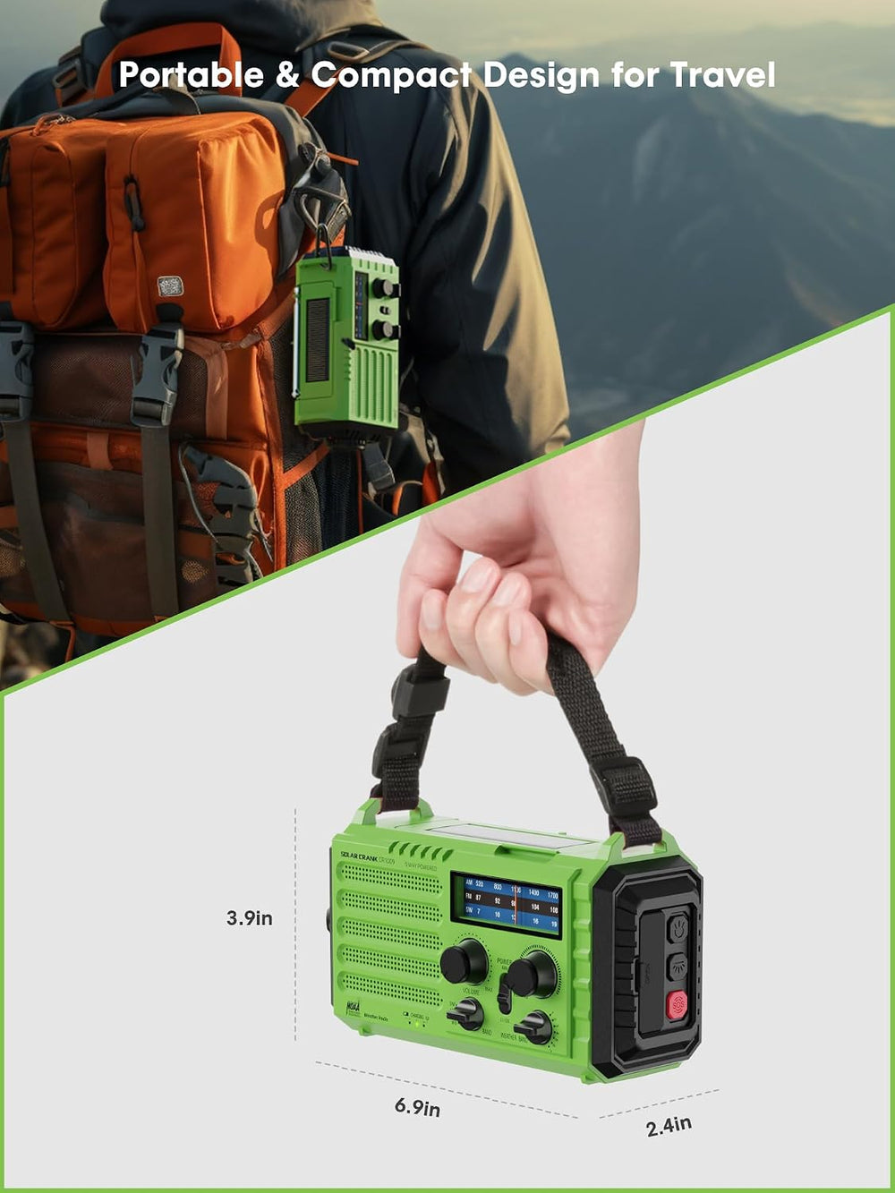 Raynic Weather Radio, 5000mAh/18500mWh Solar Hand Crank Emergency Radio, Batt...