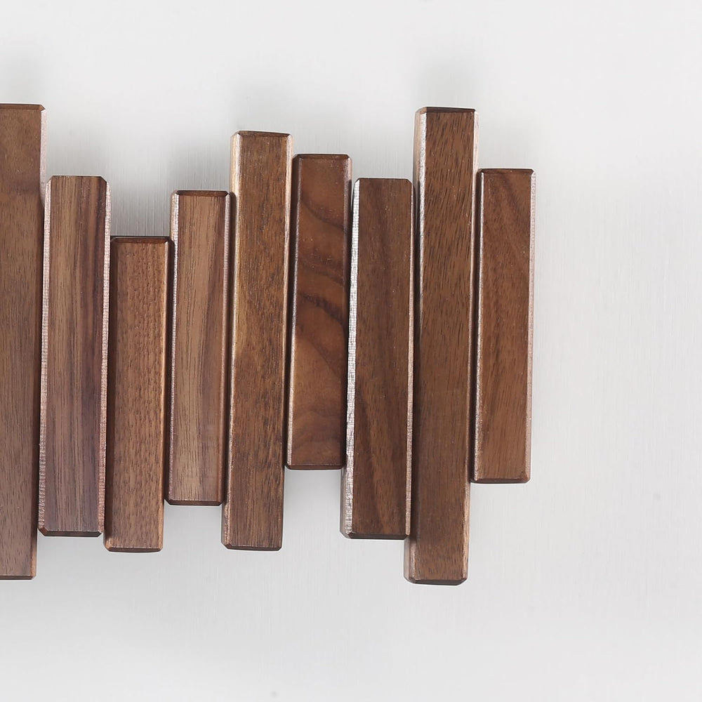 Coat Rack Wall Mount Piano Flip Down Wall Hook Rack 5 Hooks Walnut