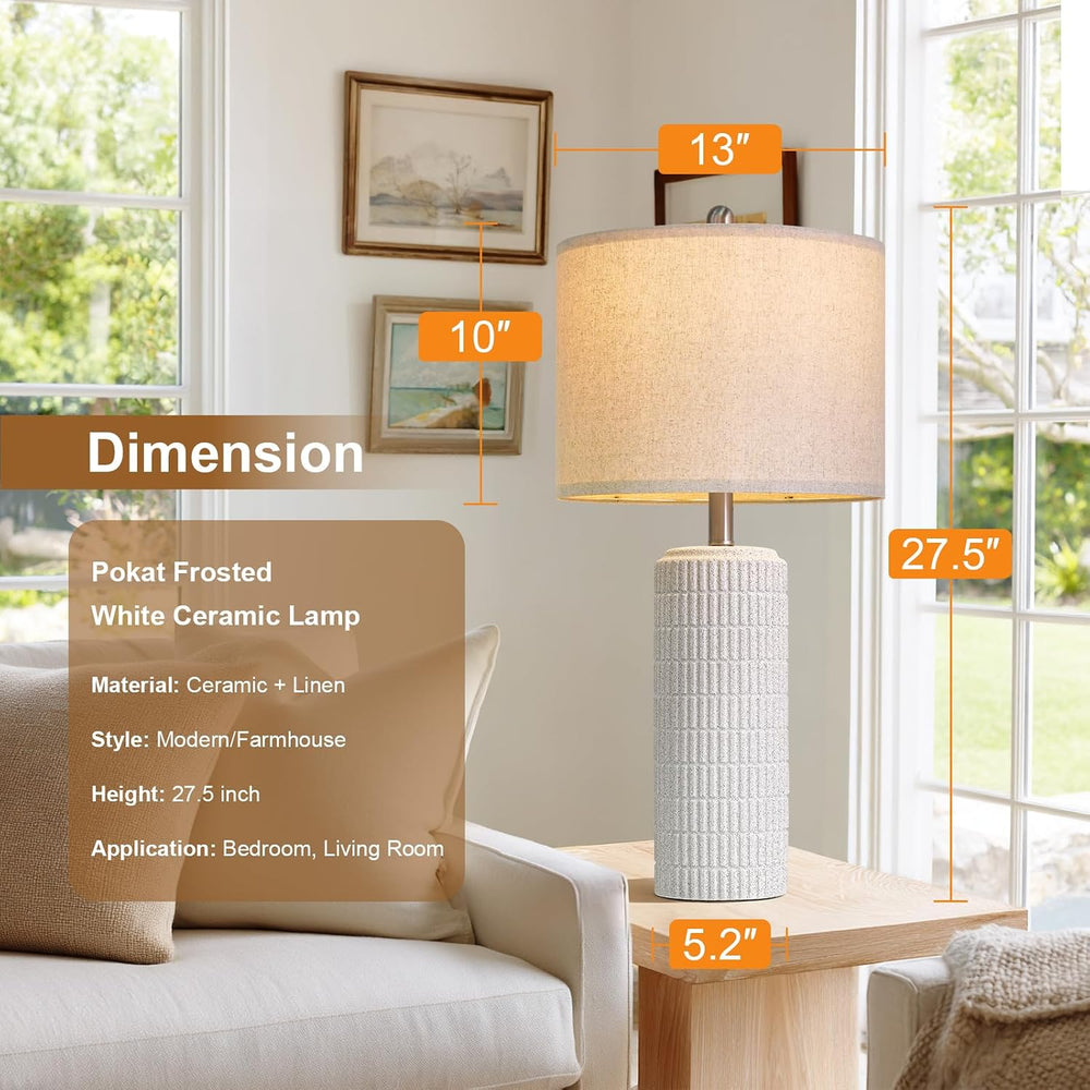 PoKat 27.5'' Tall Table Lamps for Living Room Set of 2, Stone-Like Ce...