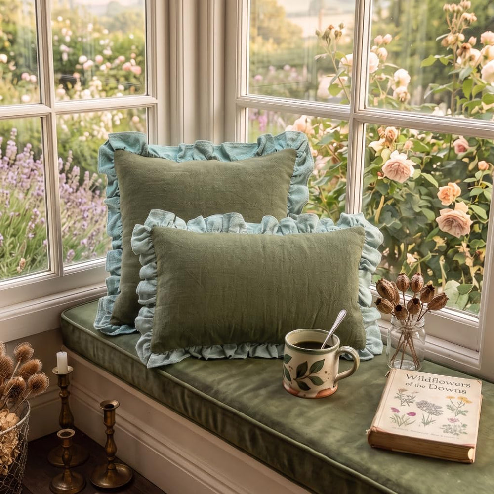 patdrea Designer Vintage Green Throw Pillow Covers,Set of 2,12"x20"