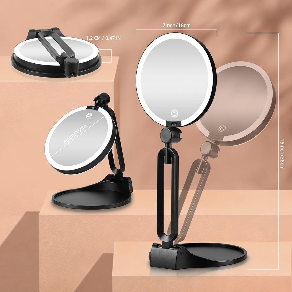40X/1X Makeup Magnifying Mirror with Lights, 6inch Double-Sided LED Mirror