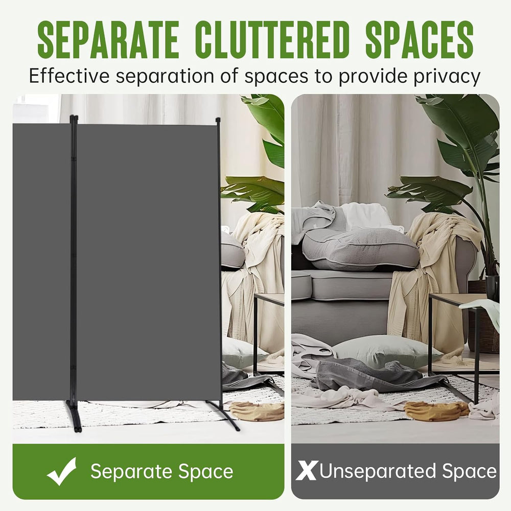 3 Panel Folding Room Divider, 102" Wx71.3 H Portable Wall Divider, Grey