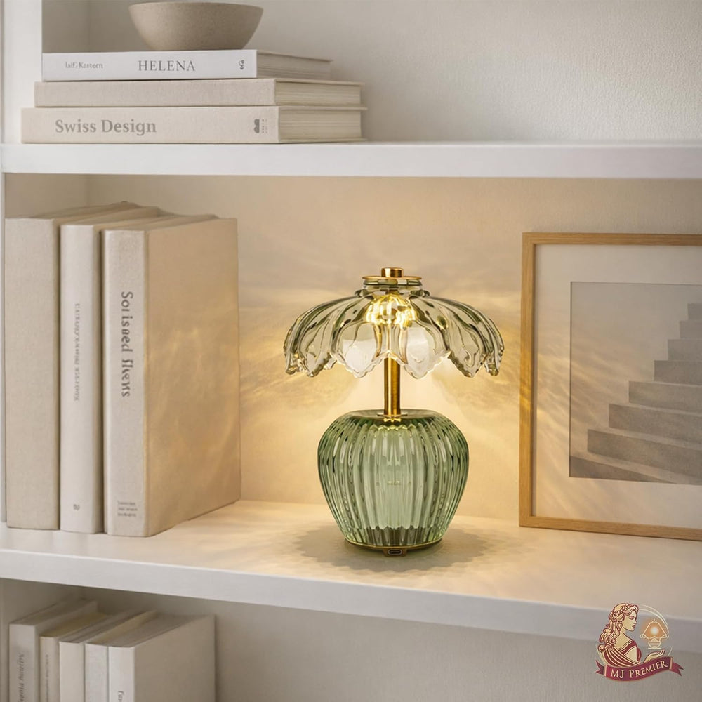 MJ PREMIER Rechargeable Table Lamp, Small Cordless Lamp with Timer, Green