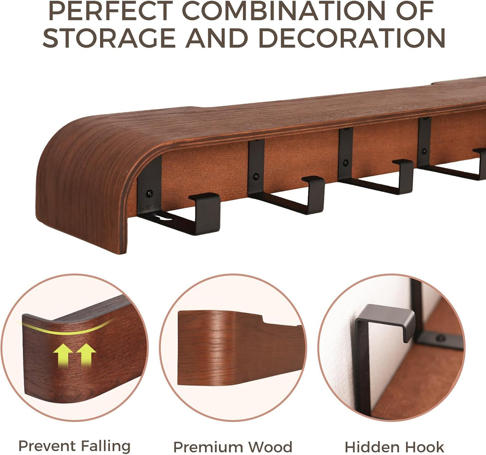 Coat Rack Wall Mount with Shelf Entryway Shelf Modern Key Holder Hanger Wall ...