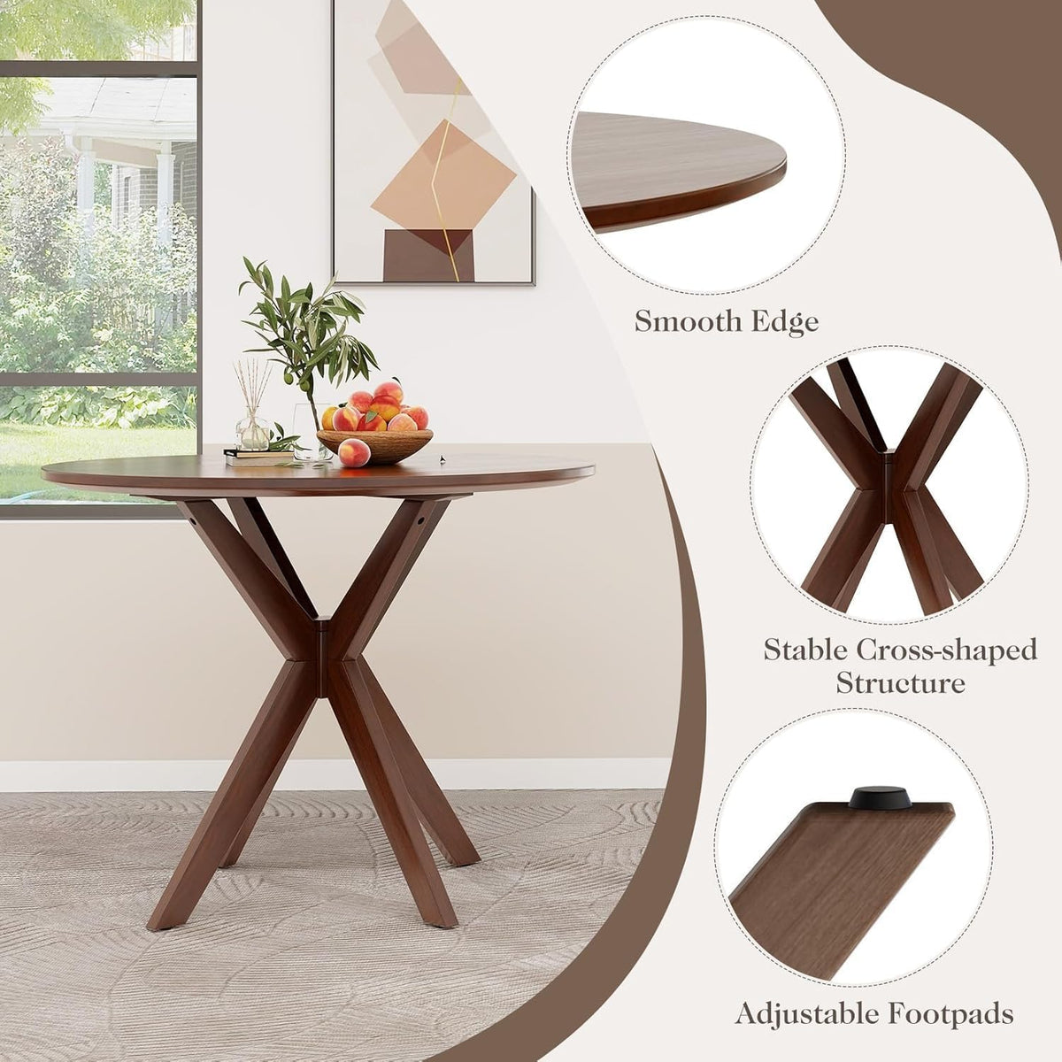 ergomaster 5-piece dining table set for 4, 36", side view