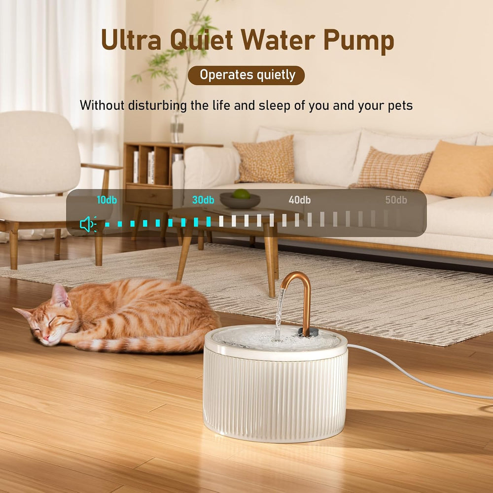 DOOOB Ceramic Cat Water Fountain, Ceramic Cat Fountain with Copper Spout