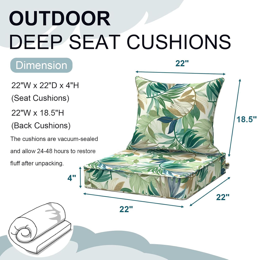 DYTXIII Outdoor Deep Seat Cushion Set, Water Repellent 22"x22" Pati...