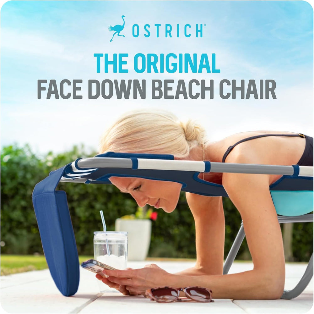 Ostrich the Ladies Comfort Lounger, Outdoor Reclining Beach Chair, Stripe