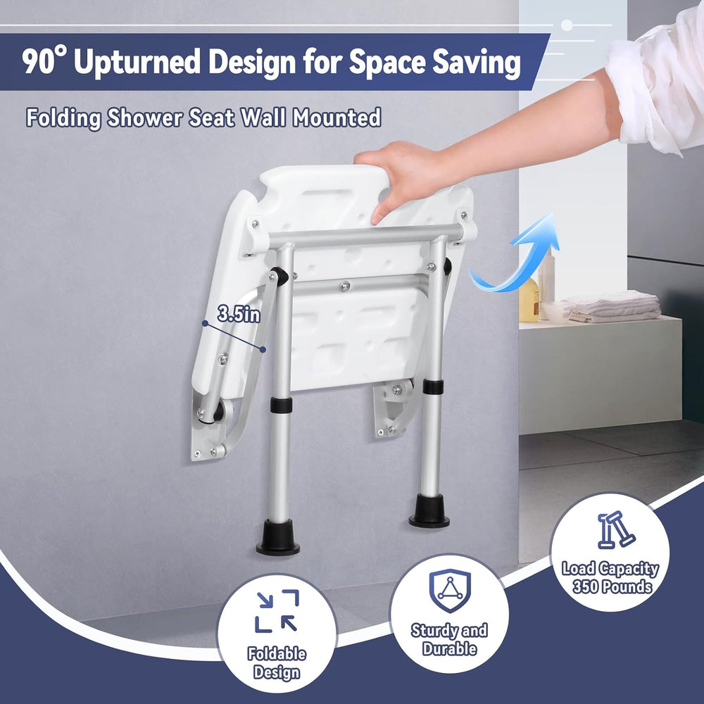 TYYIHUA Folding Shower Seat Wall Mounted, Shower Chair for Inside Shower