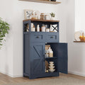 Farmhouse Storage Cabinet with Drawers, Small Kitchen Pantry Cabinet, Blue