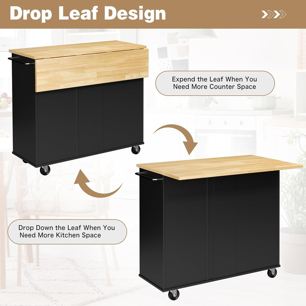 Shintenchi Kitchen Island w/Dropleaf Rolling Kitchen Table w/Seating