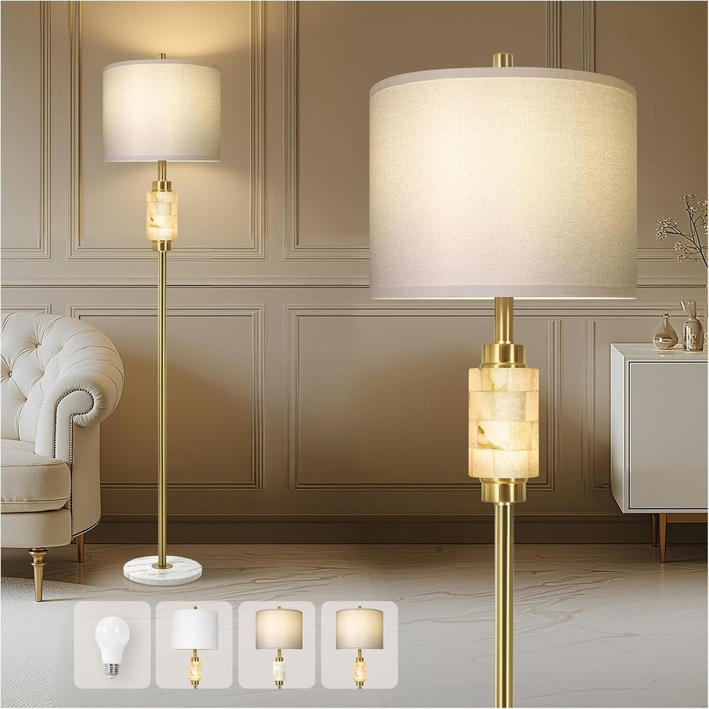 KIVDITZO Alabaster Floor Lamps for Living Room with Night Light