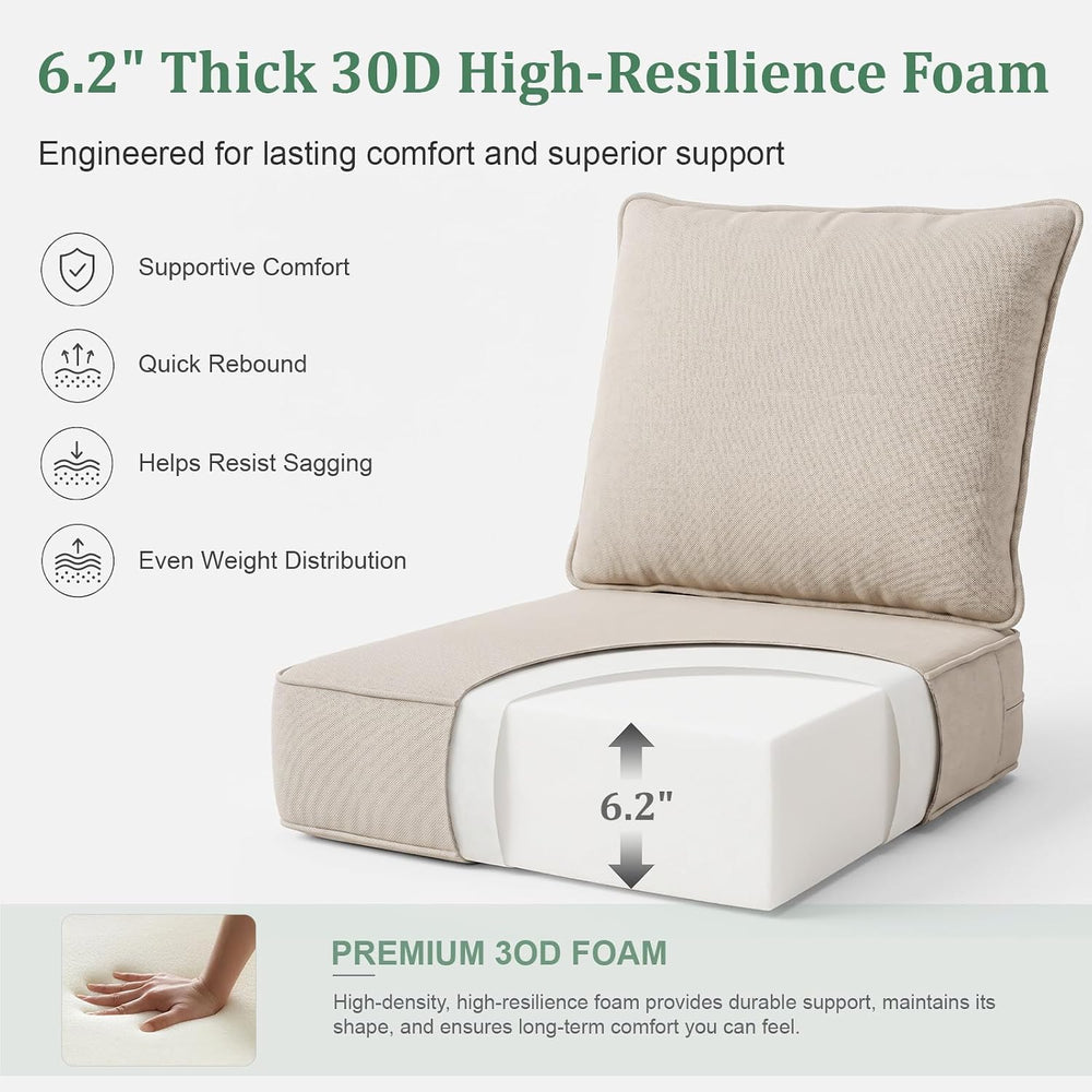 Outdoor Chair Cushions 22 x 24 x 6 Inch, 100% Olefin Patio Furniture Cushions...