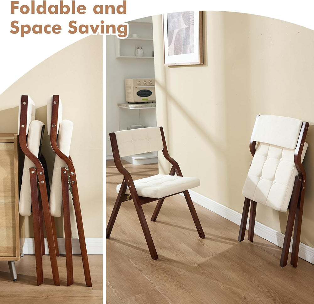 2-Pack Folding Dining Chairs with Cushion,Padded Foldable Dining Chairs,Porta...
