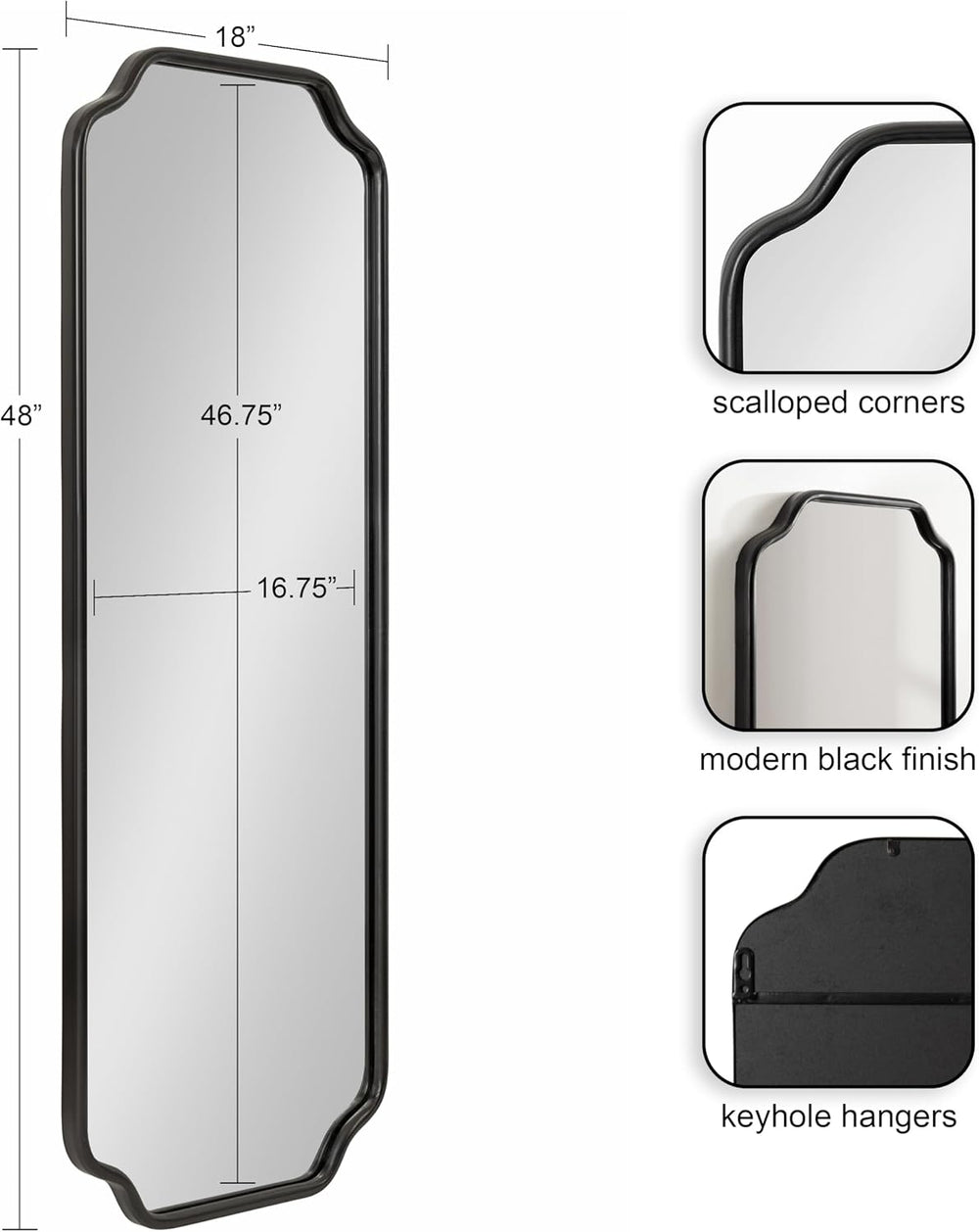 Kate and Laurel Plumley Modern Scalloped Full-Body Wall Mirror