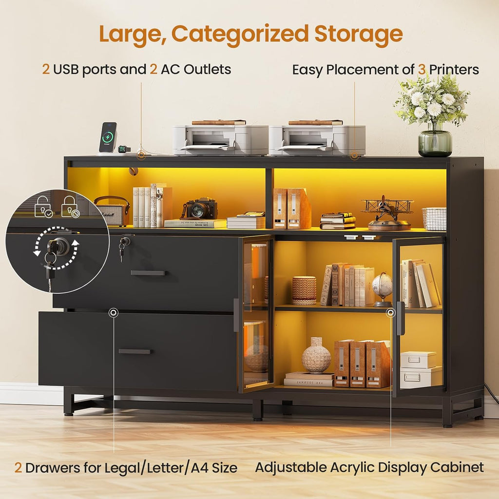 SEDETA 59" Filing Cabinet with Lock Drawers fits Legal Size for Home Office
