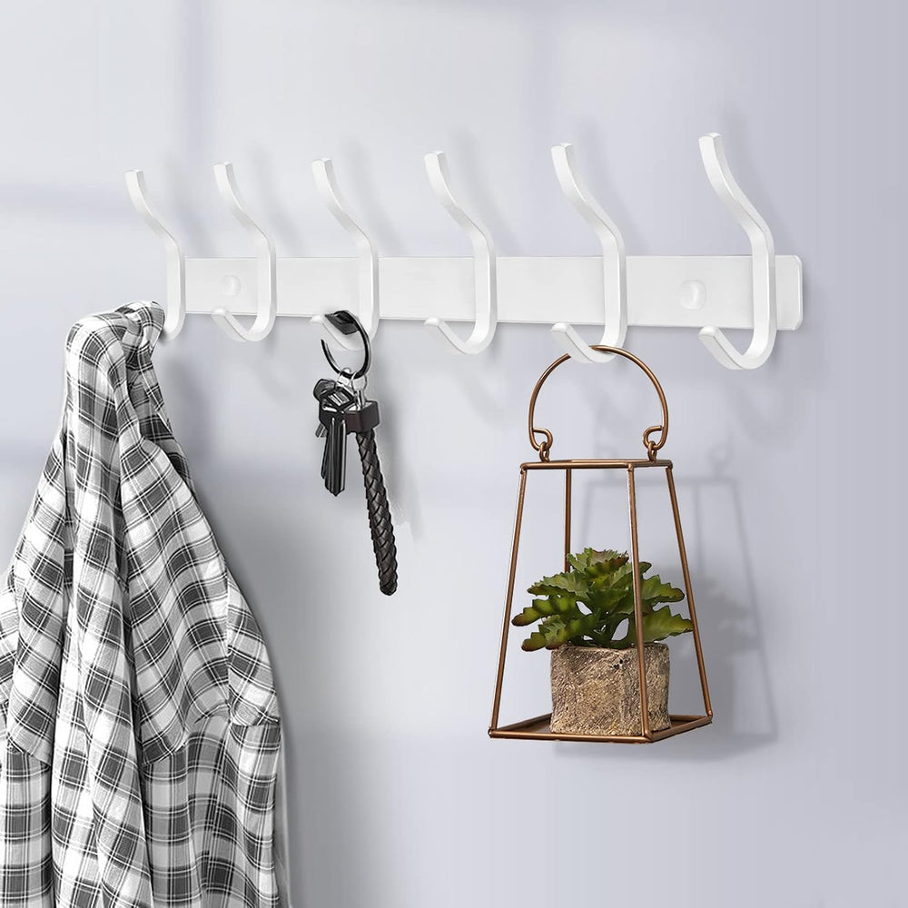 White Coat Rack Wall Mount, 23 Inch Coat Hooks with 8 Hooks, 2 Pack