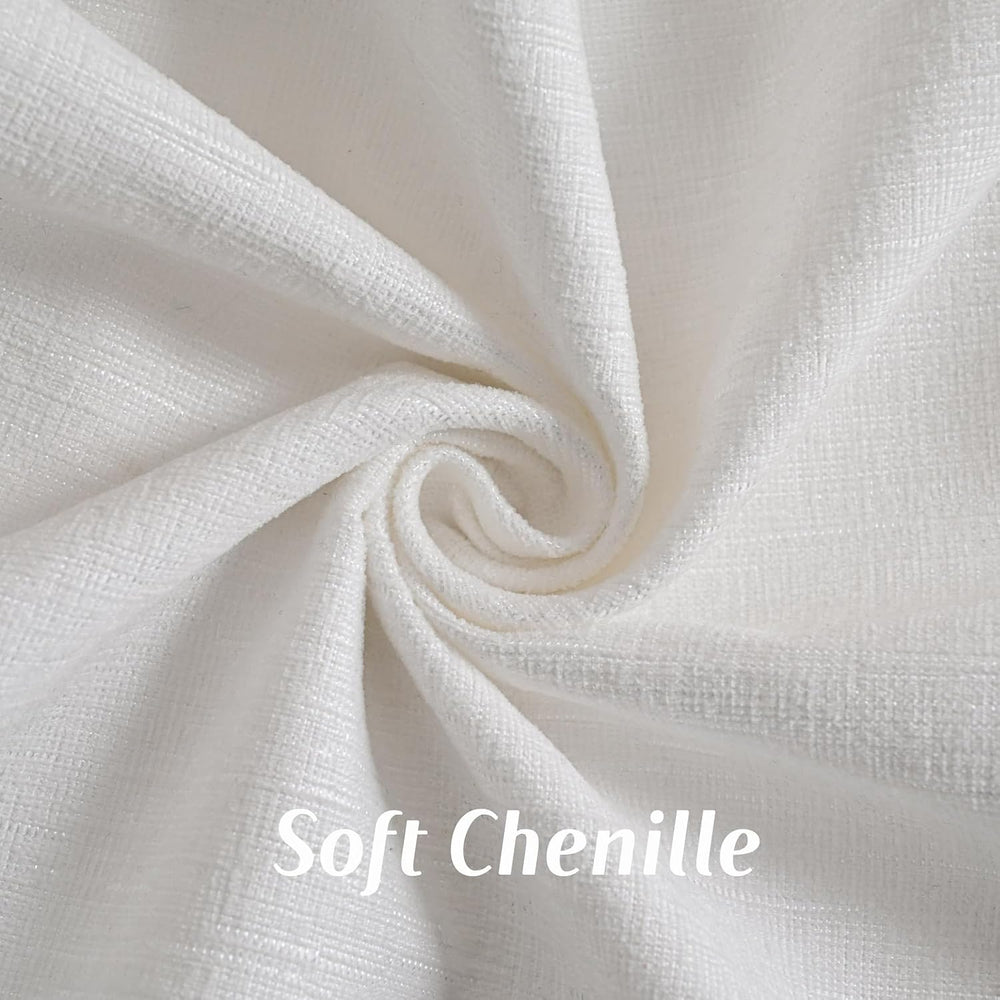FUTEI Pack of 2 Chenille Throw Pillow Covers 20x20 Inch, White