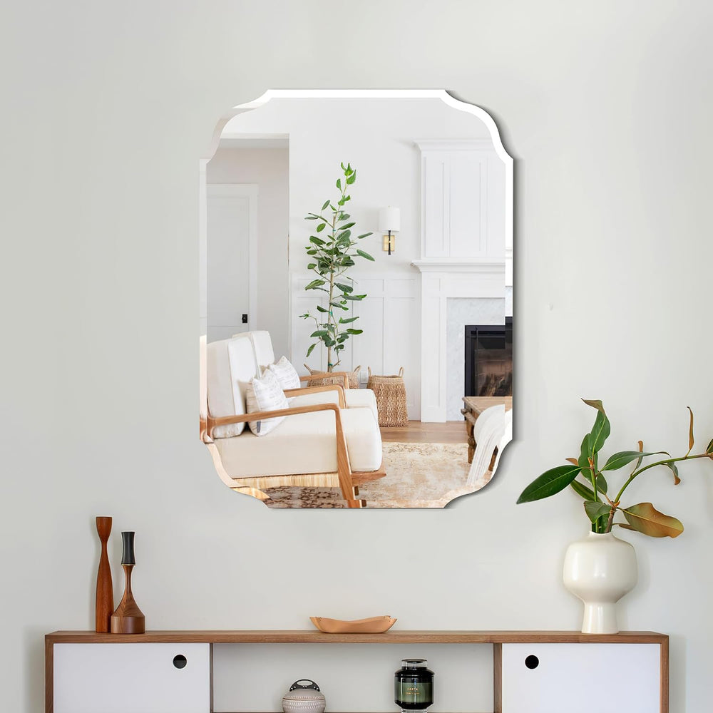 18" x 24" Silver Wall Mirror Beveled Edge Frameless Mirrors for Bat...