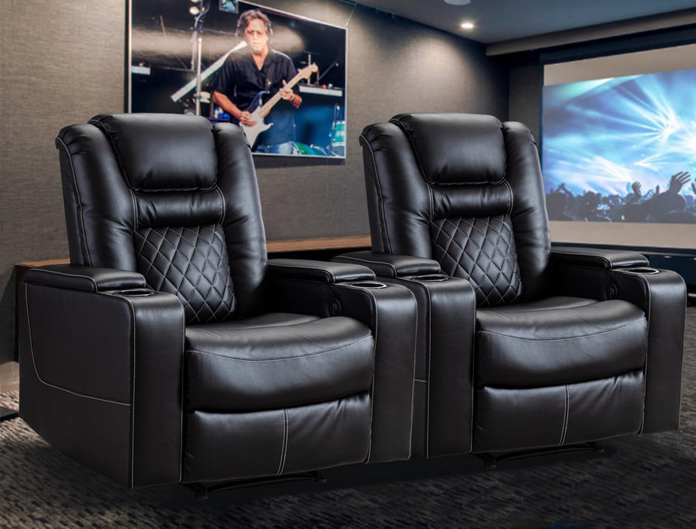 CANMOV Electric Power Recliner Chair Set of 2, Breathable Leather Home Theate...