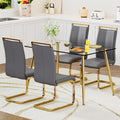 Ebullient Glass Dining Table Set for 4,5 Piece Dining Table and Chairs Set，Modern Kitchen Dining Room Table with 4 PU Leather Chairs,Dinner Table Set