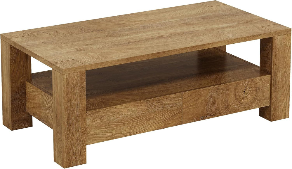 Tribesigns Farmhouse Coffee Table with Storage, 47" Large Rectangle Coff...