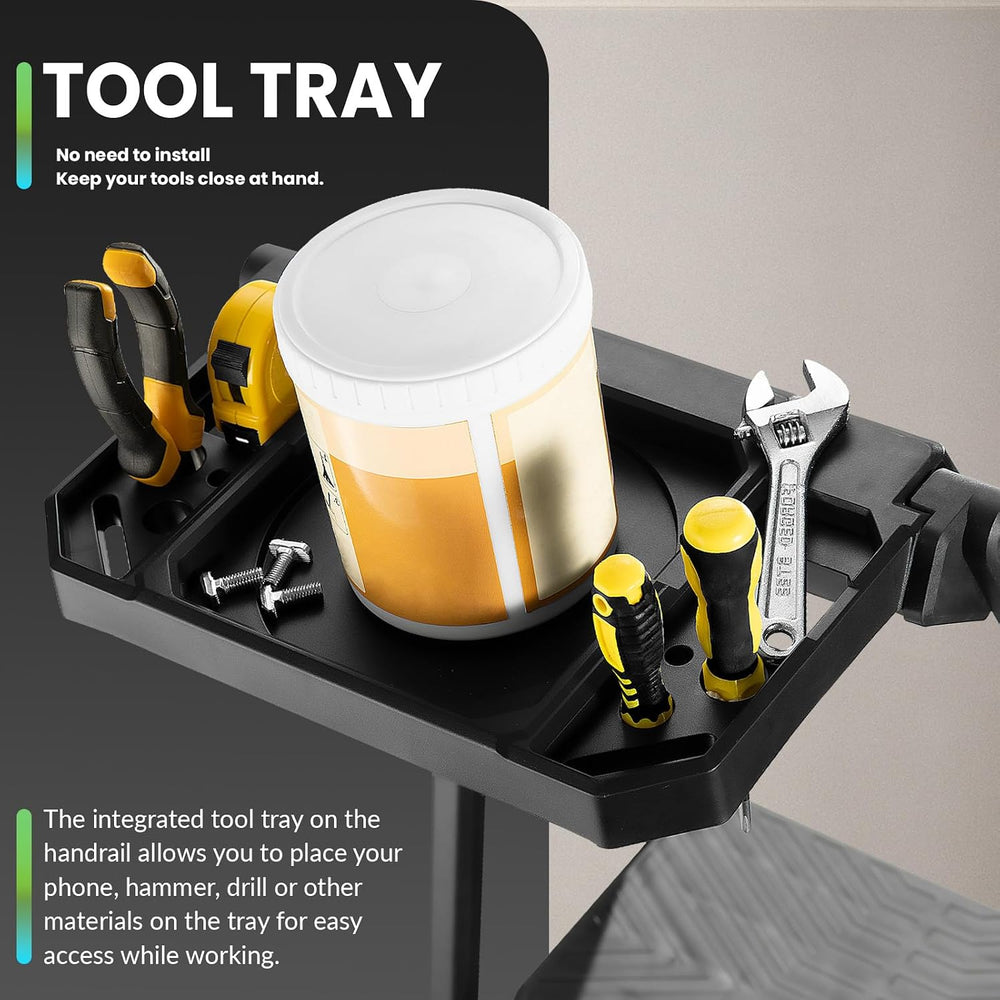 XinSunho 3 Step Stool, Heavy Duty Steel with Foldable Handrail & Tool Tray