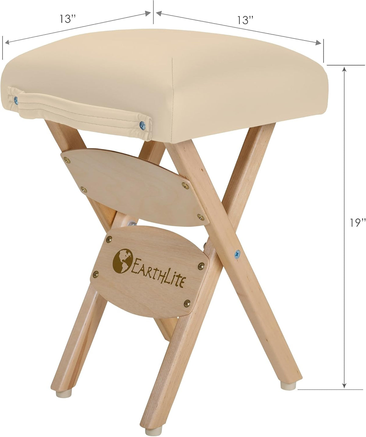 EarthLite Wooden Folding Stool, 19in, Marie's Beige