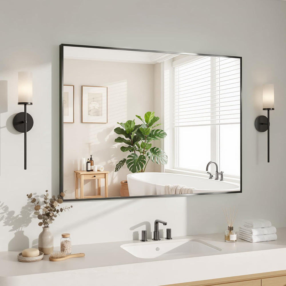 Koonmi Black Mirrors for Wall, 30x40 Inch Bathroom Mirror, Rectangular Wall M...