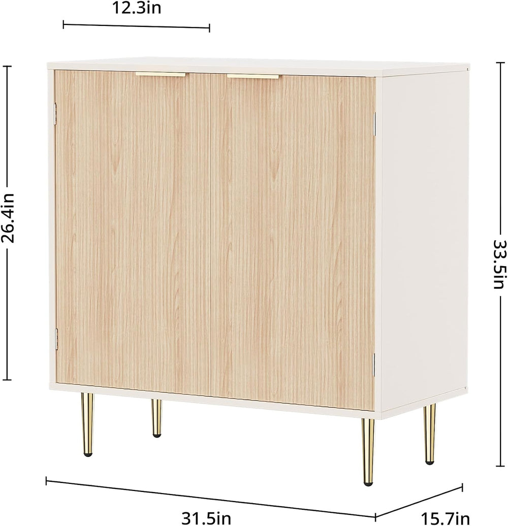 Housoul Fluted Buffet Sideboard Storage Cabinet with 2 Doors, Oak