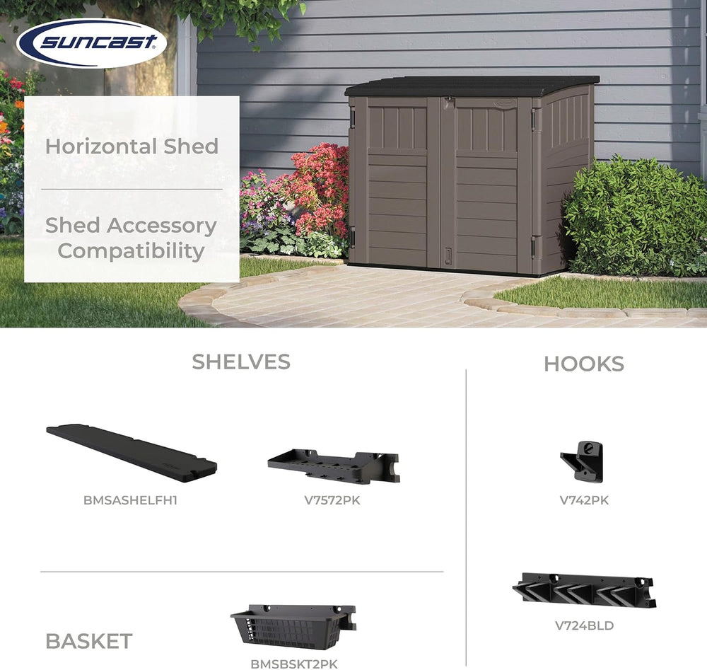 Suncast 5.9 ft. x 3.7 ft Horizontal Stow-Away Storage Shed - Natural Wood-Lik...