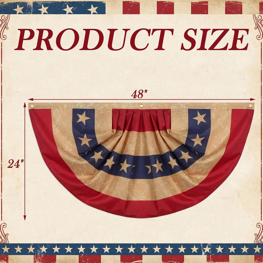 Fanfanwin 6 Pcs Tea Stained Patriotic Bunting Flag 4th July Banner,2x4 Ft