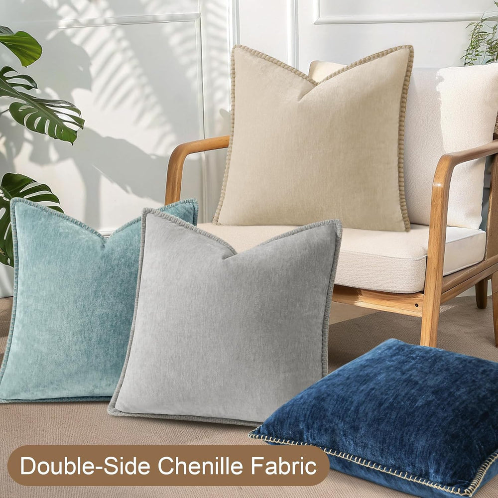 decorUhome Fall Soft Decorative Chenille Throw Pillow Covers 18x18 Set of 4