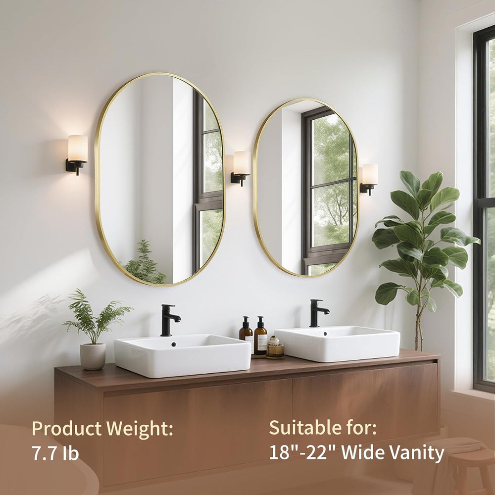 Gold Oval Mirror, 17x30 Inch Oval Bathroom Mirrors for Over Sink