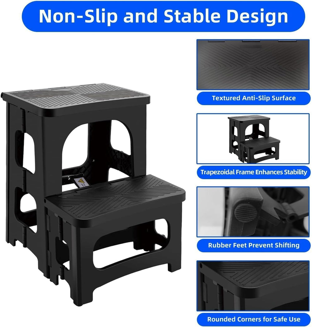 Collapsible 2-Step Stool, 8x17inch Non-Slip Hot Tub Steps Outdoor