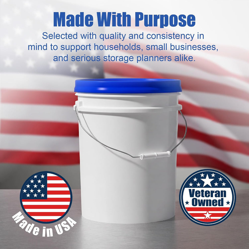 ePackageSupply 5 Gallon Bucket - Food Grade w/Lid BPA-Free, White/Blue, 6