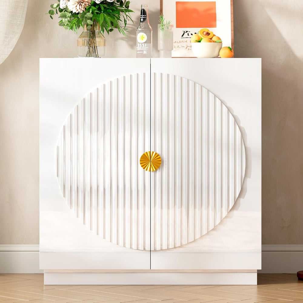 LVSOMT Modern Accent Cabinet with Doors and Adjustable Shelves, Gloss White