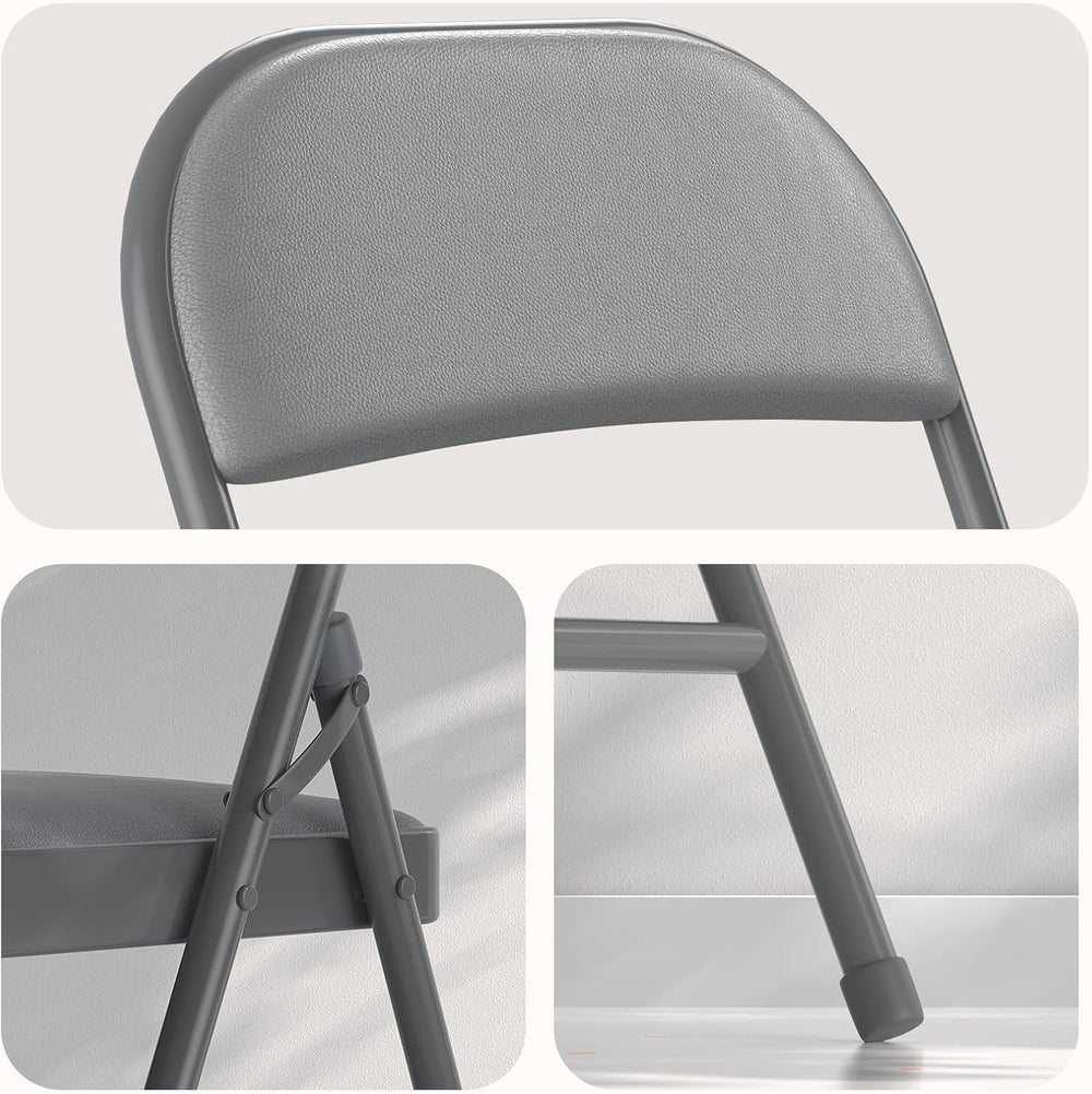 Nazhura Folding Chairs with Padded Vinyl Cushion Chairs with Comfortable Cush...