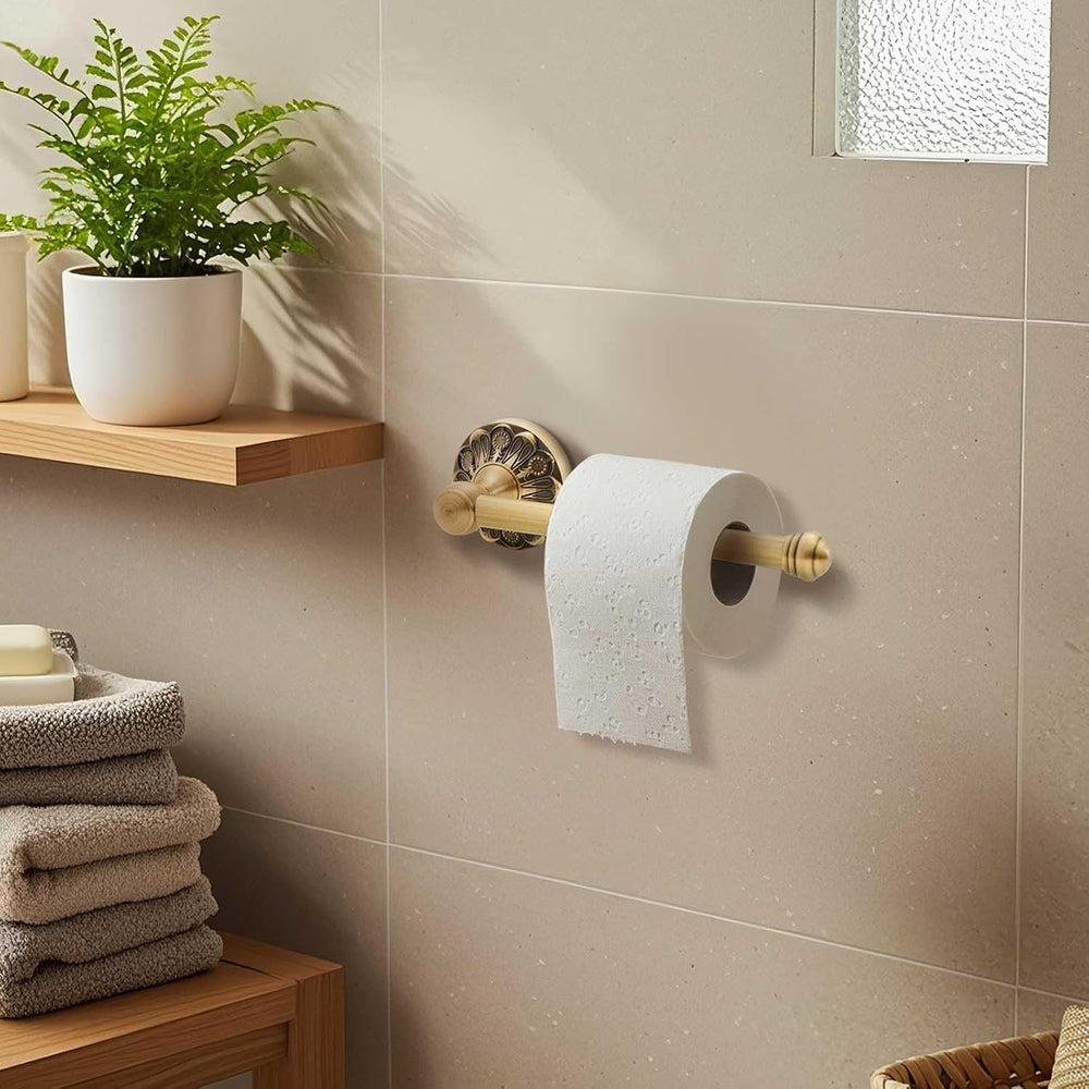 2 Pcs Toilet Paper Holder Towel Ring, Brass, Rectangle
