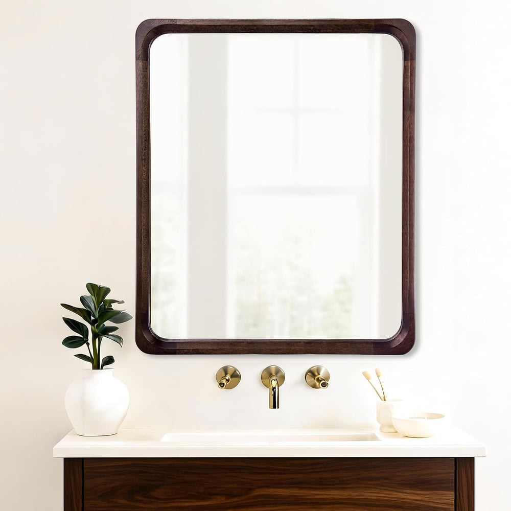 Tanmicoshomy Dark Wood Bathroom Rectangle Mirrors for Wall 30 x 40 Inch