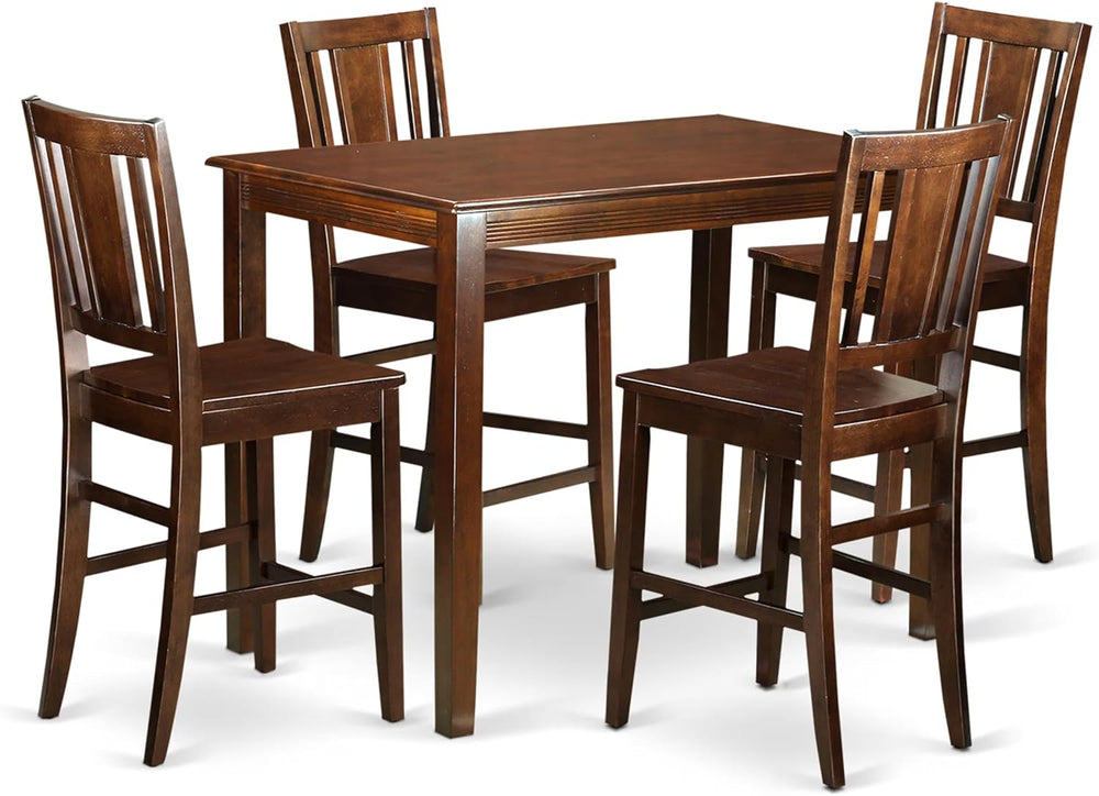 East West Furniture YABU5-MAH-W 5 Piece Kitchen Counter Height Dining Table S...